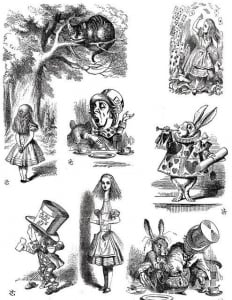 Coloriage illustration ancienne edition alice pays merveilles