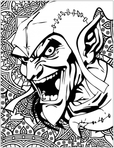 Coloriage mechants marvel Green Goblin Bouffon vert