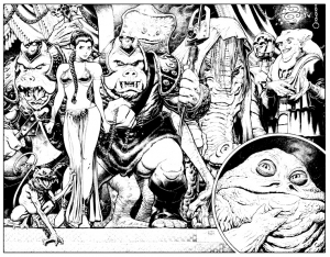 Coloriage star wars comics retour du jedi leia jabba the hut