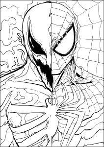 Dessin mêlant Venom et Spider Man