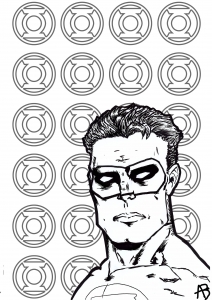 Coloriage inspiré du super héros Green Lantern