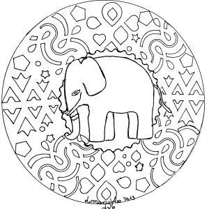 Coloriage adulte mandala domandalas elephant