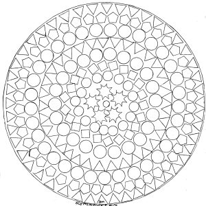 Figures géométriques intégrées à un Mandala (Coloriage de Domandalas)