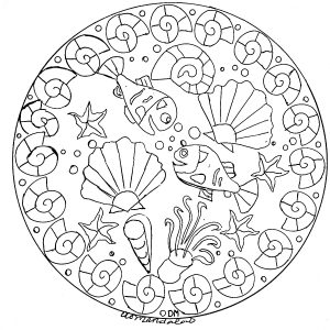 Coloriage adulte mandala domandalas fonds marins 2