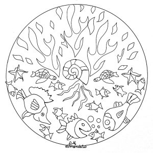 Coloriage adulte mandala domandalas fonds marins