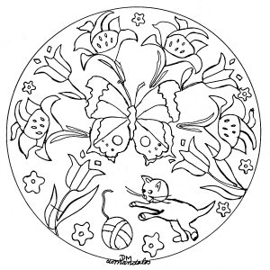 Coloriage adulte mandala domandalas papillons et fleurs