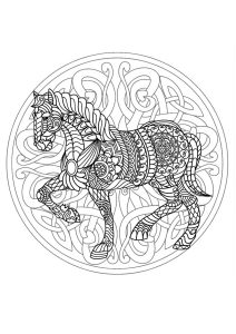 Coloriage mandala cheval 3