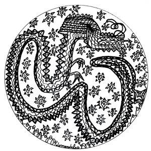 Mandala Dragon d'inspiration chinoise (Coloriage de Domandalas)