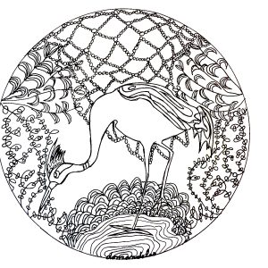 Coloriage mandala heron