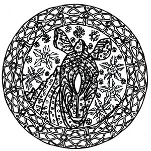 Mandala avec zèbre (niveau complexe) (Coloriage de Domandalas)