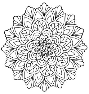 Mandala fleur avec feuilles