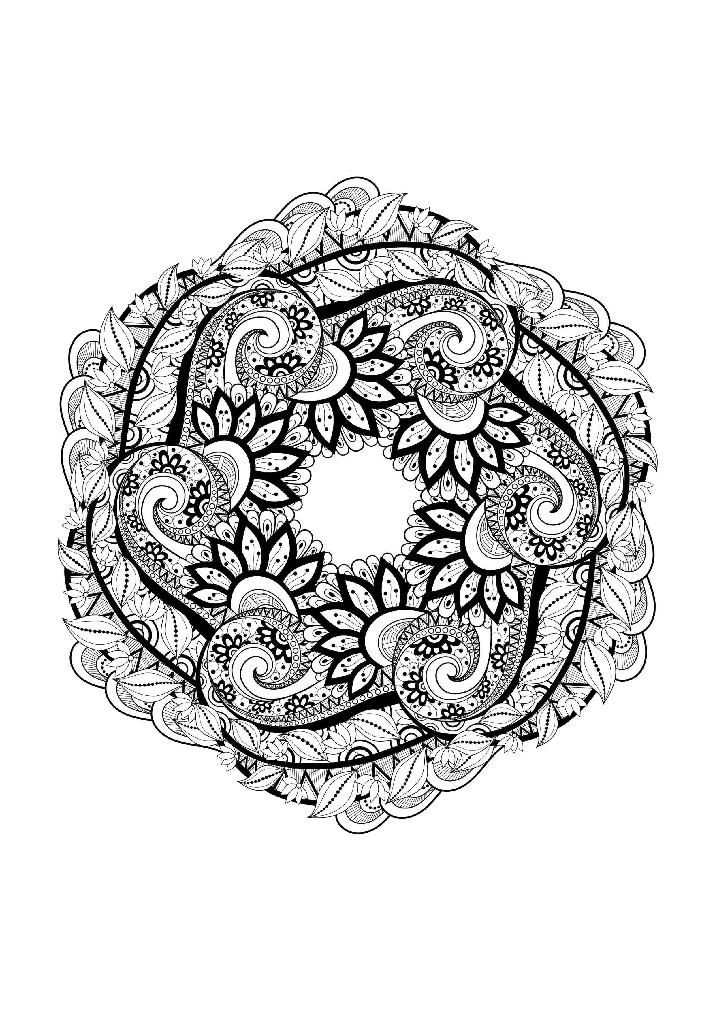 Mandala - 1 (Coloriage à imprimer pour adultes)