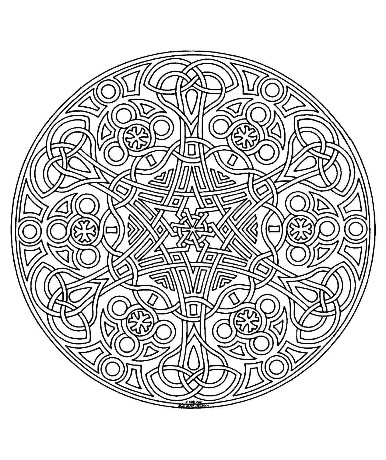 Gratuit mandala - 15 (Coloriage à imprimer pour adultes)