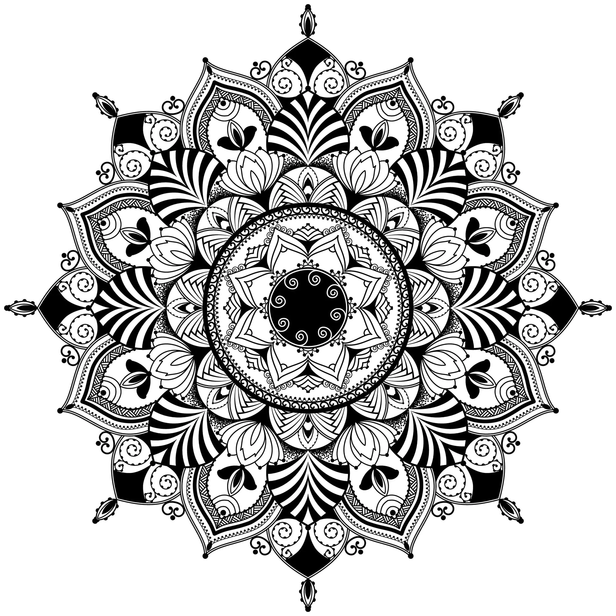 Mandala Zentangle (Coloriage à imprimer pour adultes)
