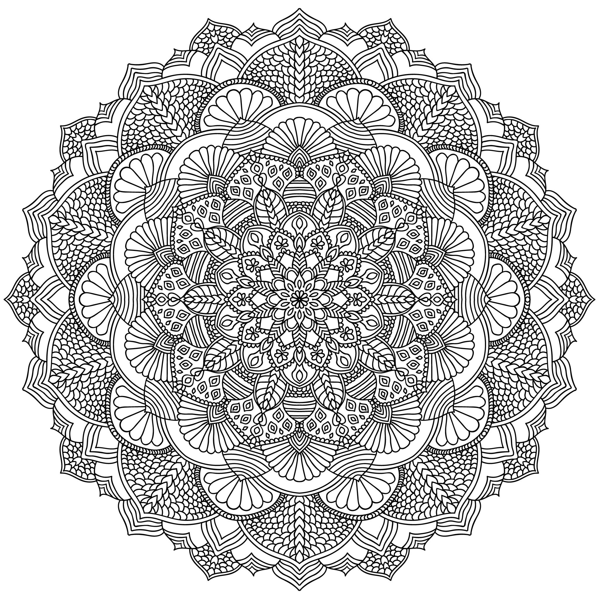 Mandala complexe aux motifs intriqués  Mandalas  Coloriages