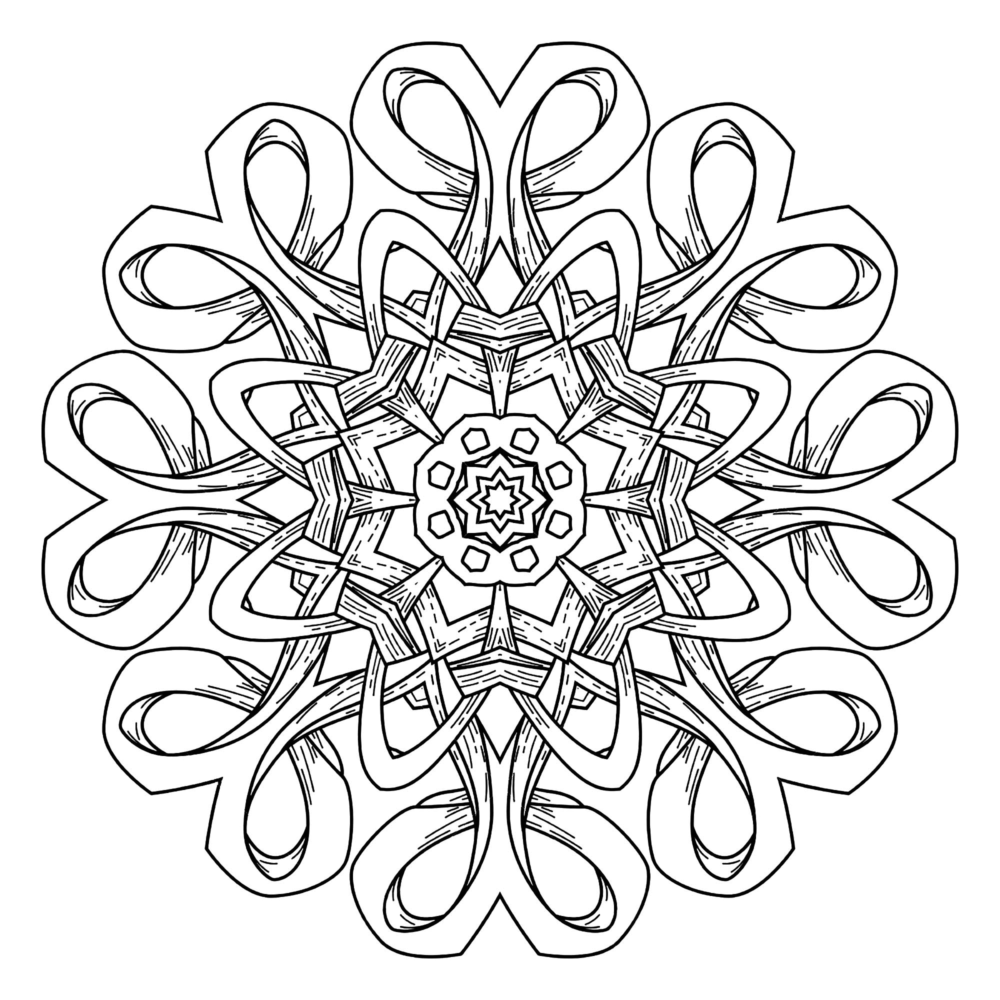 Mandala abstrait (Coloriage) Mandala abstrait (Coloriage à imprimer pour adultes)
