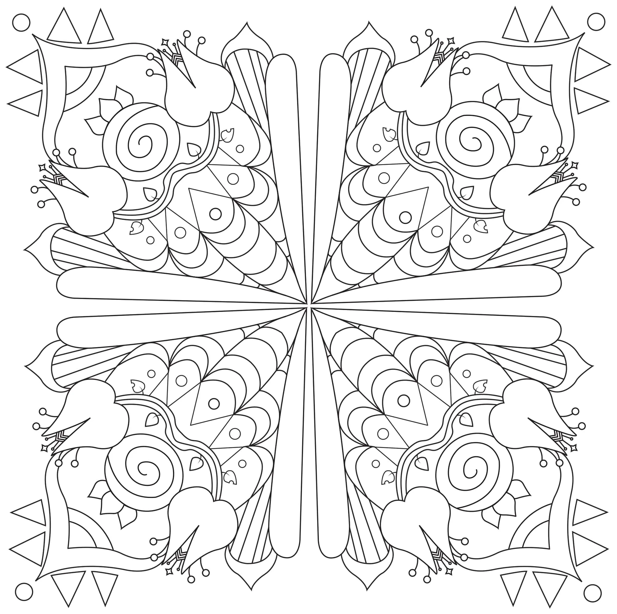 Mandala carré fleuri (Coloriage d'Axelle à imprimer pour adultes)