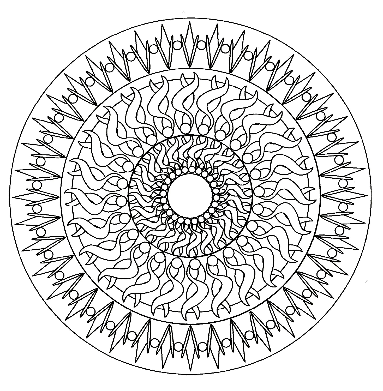 Mandala facile - 6 (Coloriage à imprimer pour adultes)