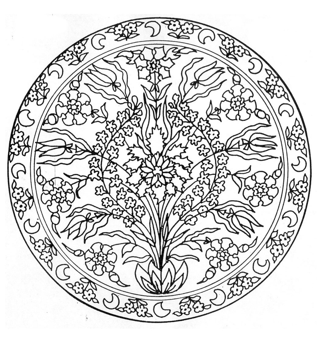 coloriage mandala fleurs 3 free to print