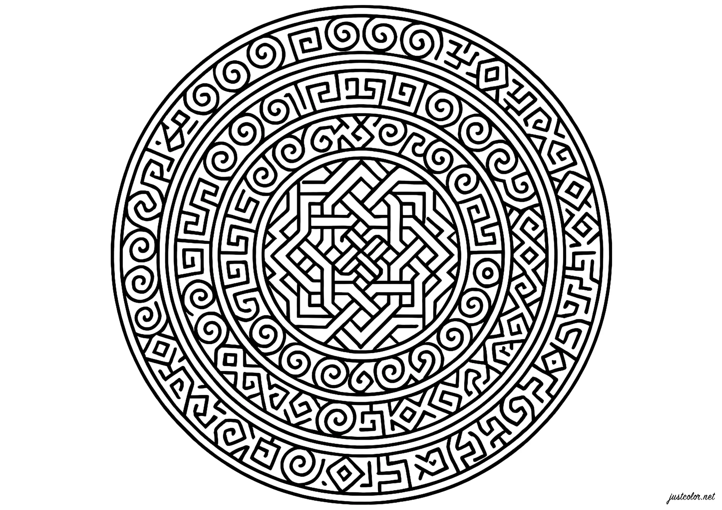 Labyrinthe Méditatif (Coloriage de Mandalas à imprimer pour adultes)
