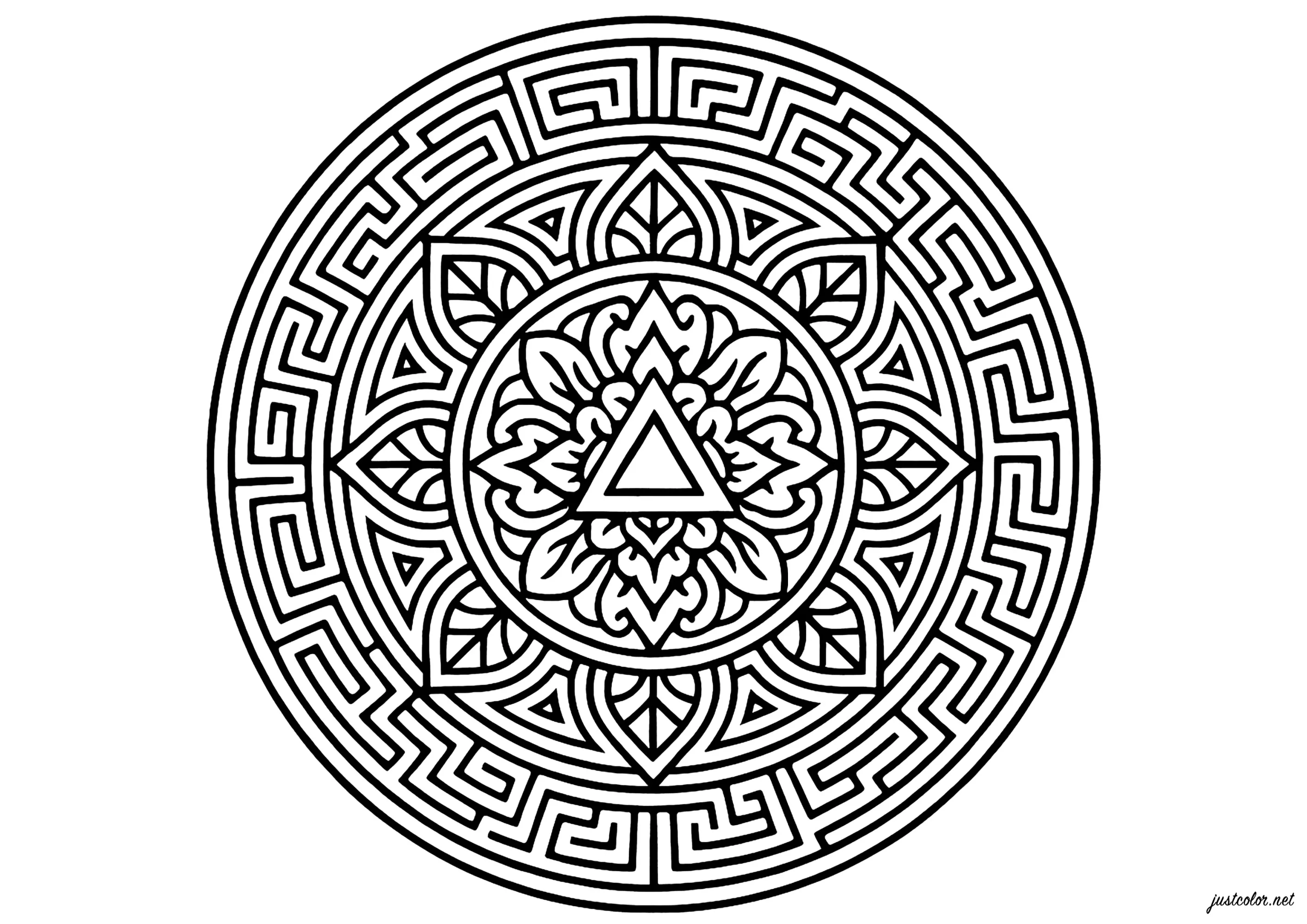 Défi Labyrinthe Central (Coloriage de Mandalas à imprimer pour adultes)