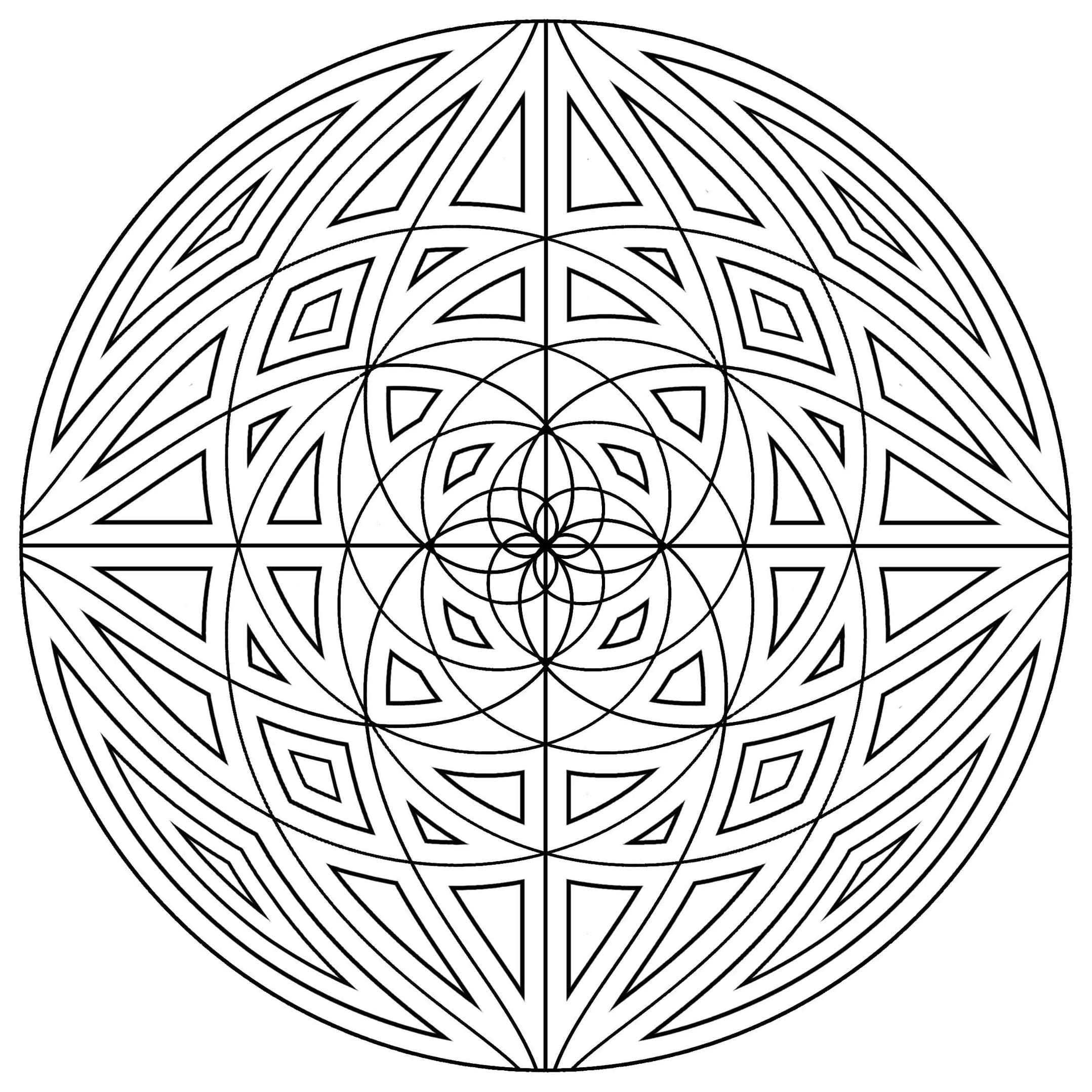 Mandala lignes concentriques (Coloriage à imprimer pour adultes)