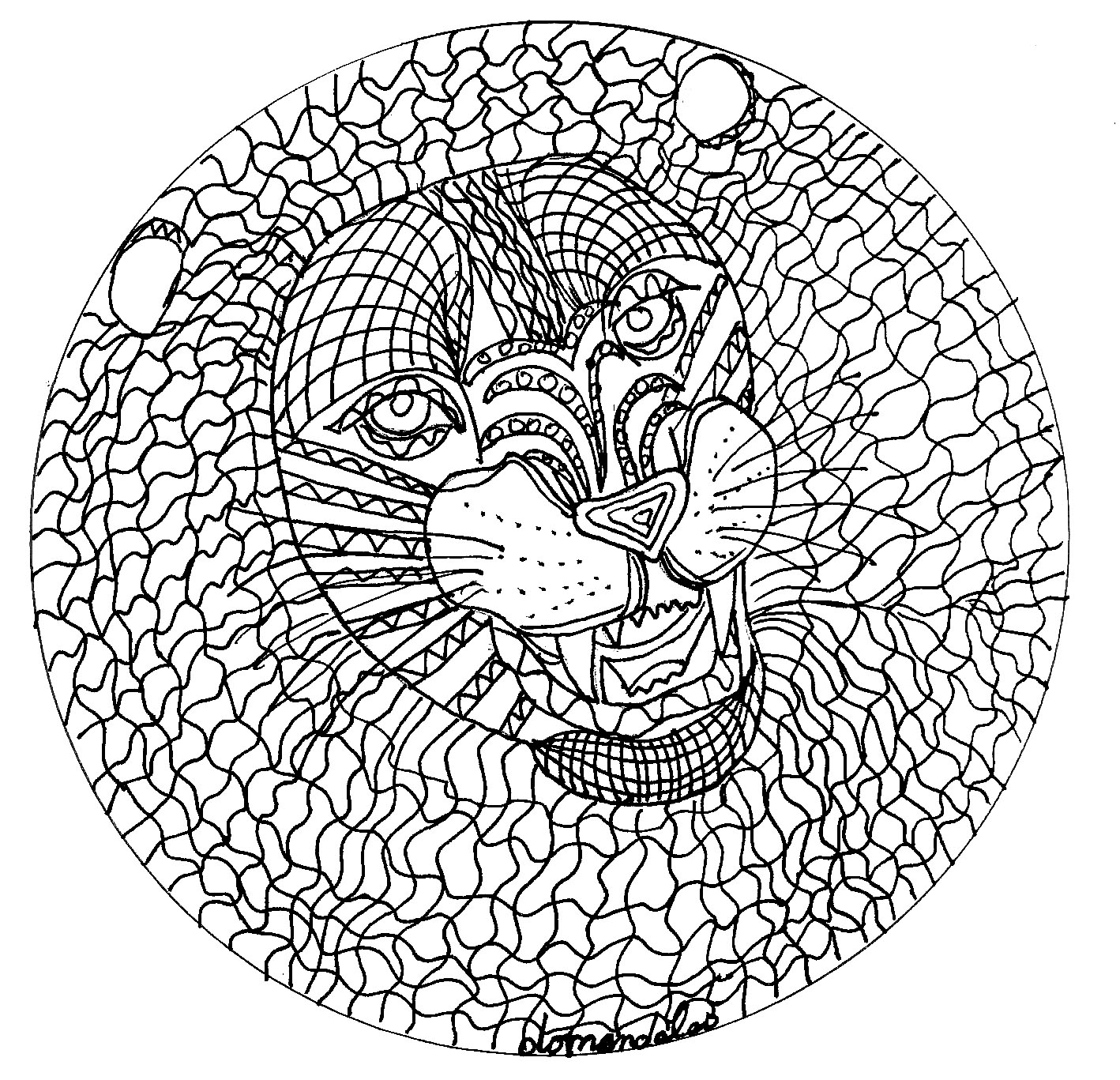 coloriage mandala lion par domandalas free to print