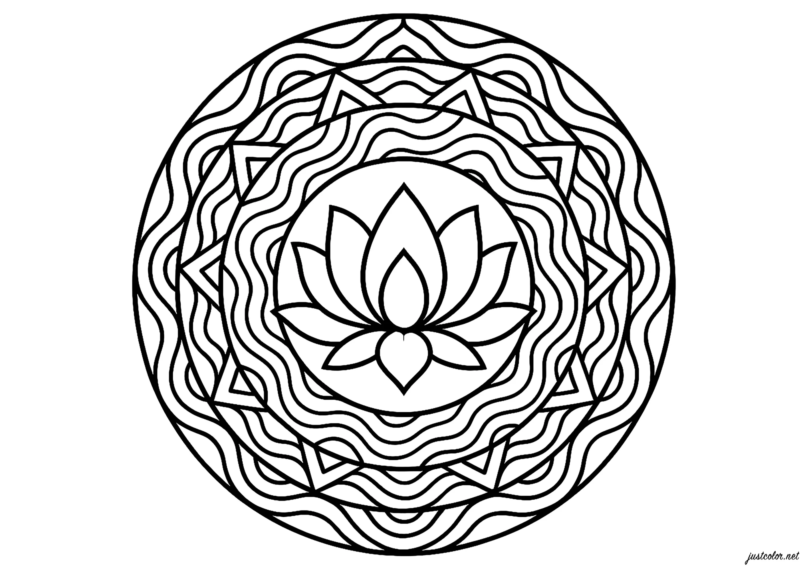 Lotus de Sérénité (Coloriage de Mandalas à imprimer pour adultes)