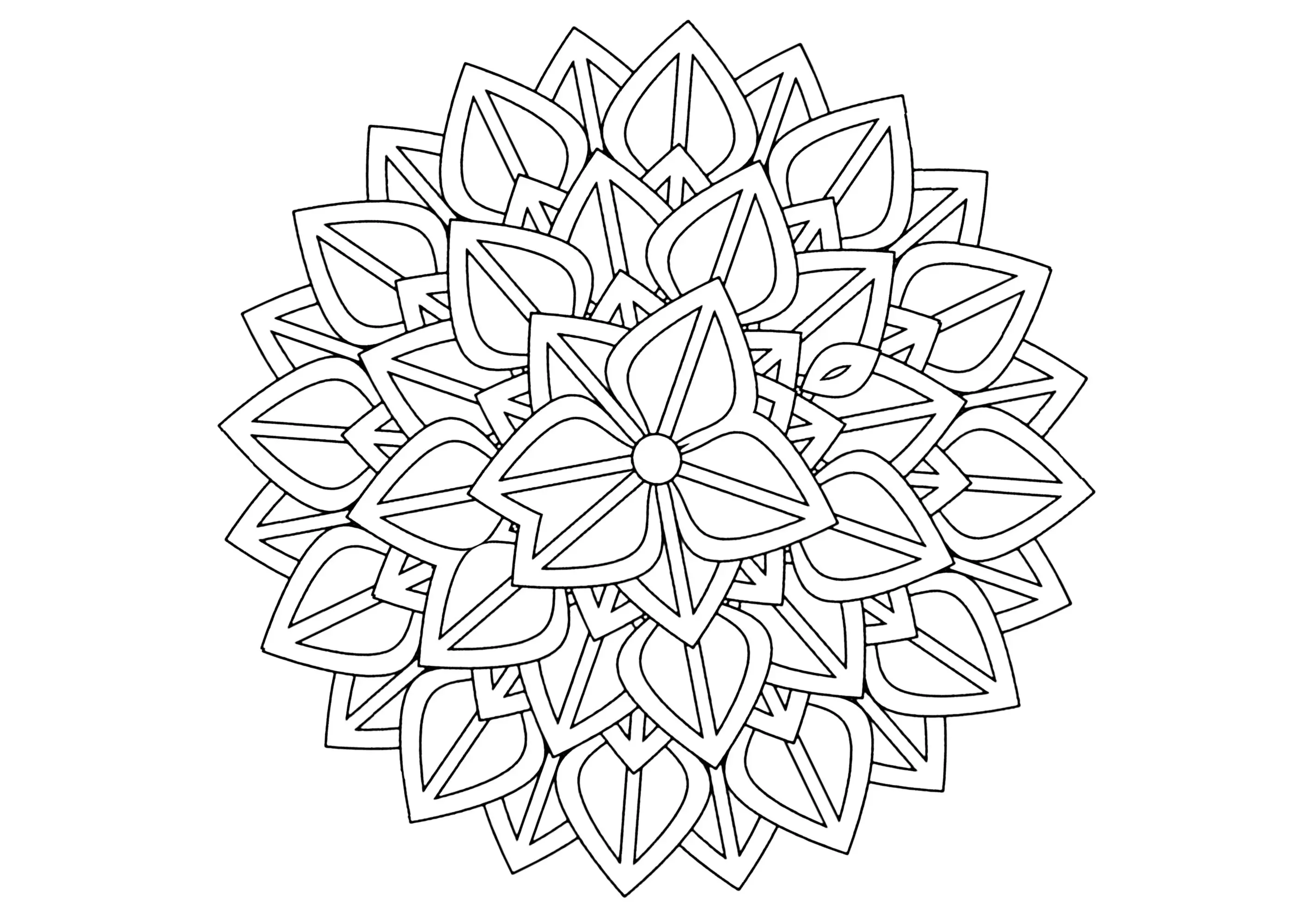 Mandala aux gros pétales (Coloriage à imprimer pour adultes)