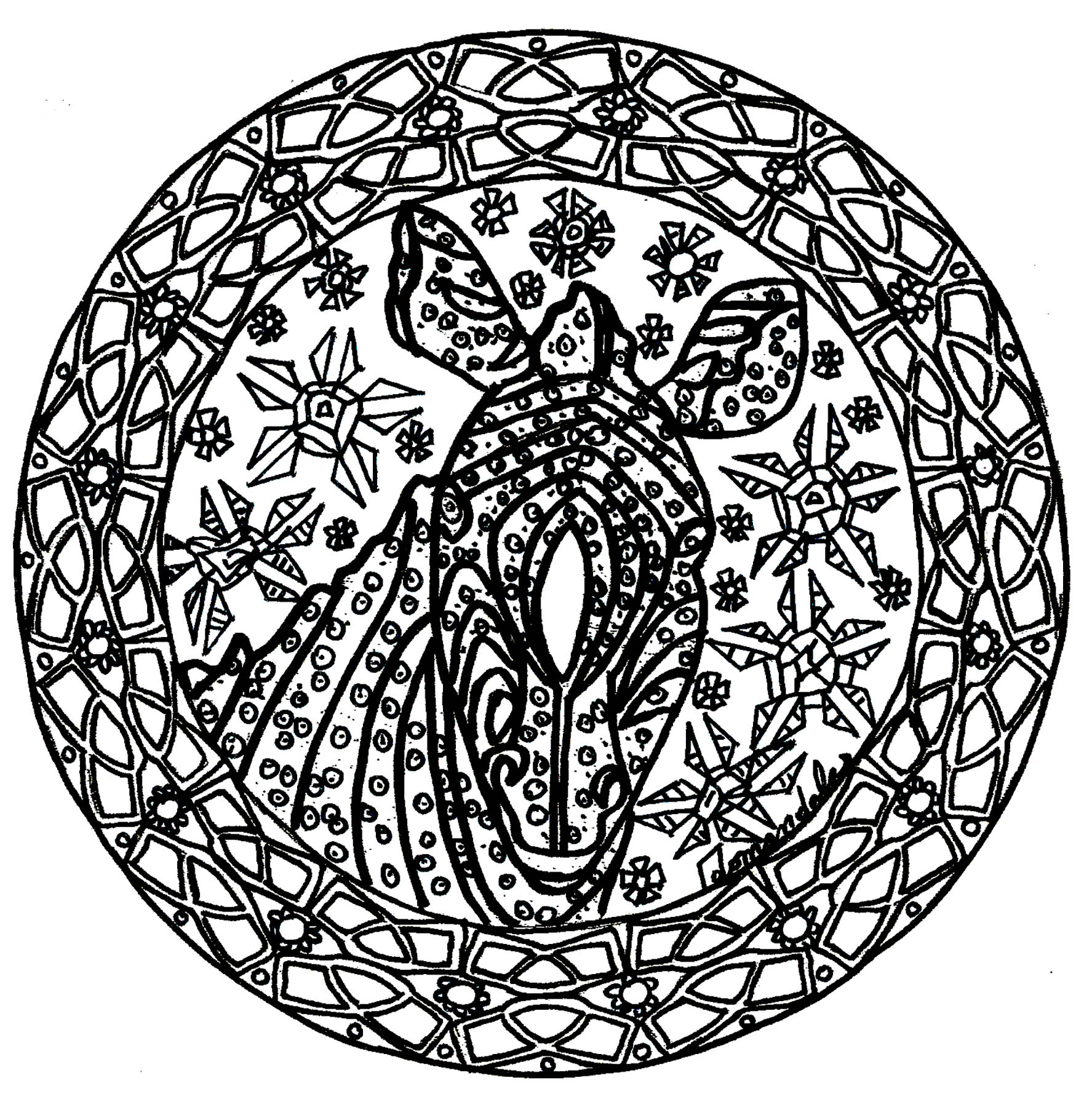 Mandala avec zèbre (niveau complexe), Artiste : Domandalas