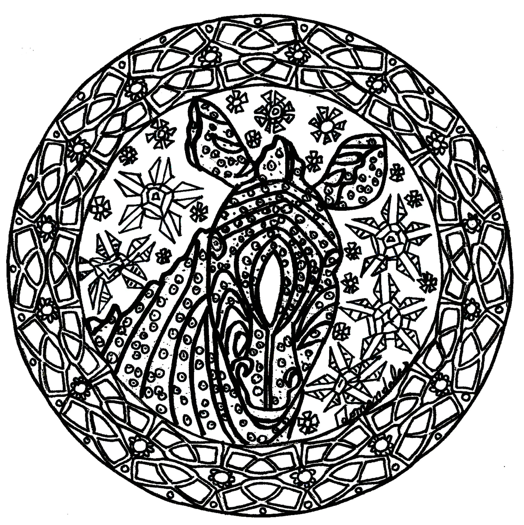 Mandala zebre complexe (Coloriage de Domandalas à imprimer pour adultes)