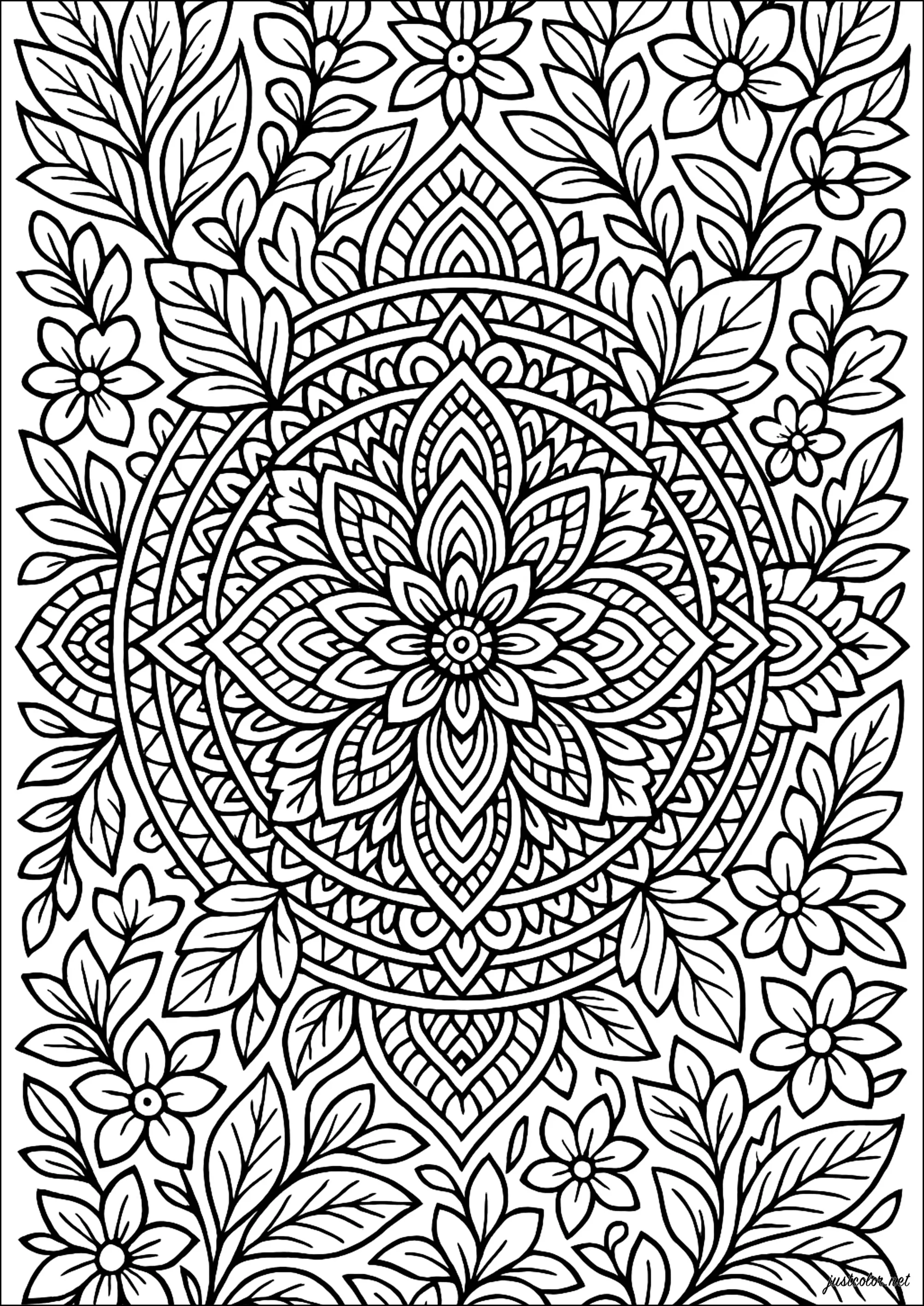 Mandala Zen Géométrique (Coloriage à imprimer pour adultes)