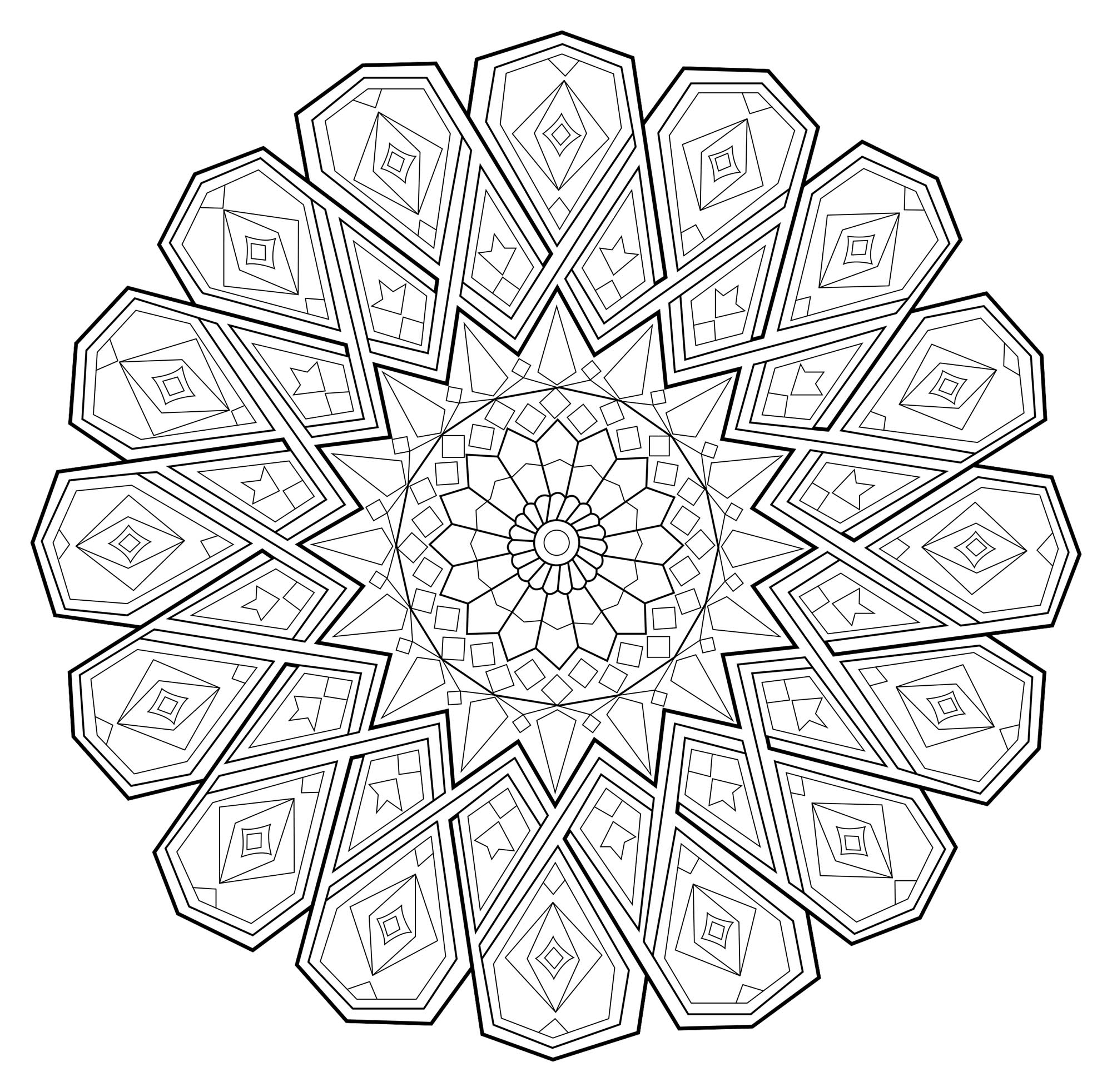 Coloriage anti stress à colorier en ligne - Dessin de mandala