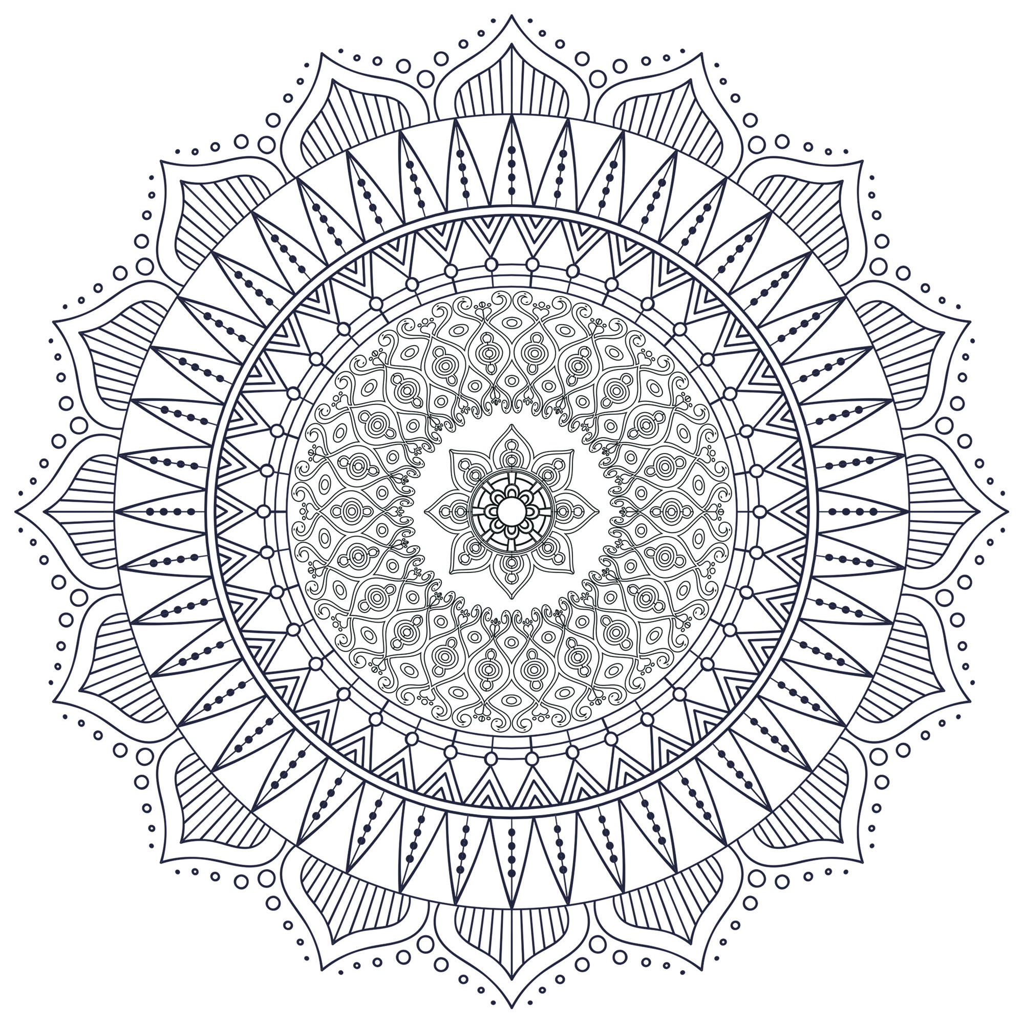 Mandala zen antistress - 7 - Mandalas - Coloriages difficiles pour