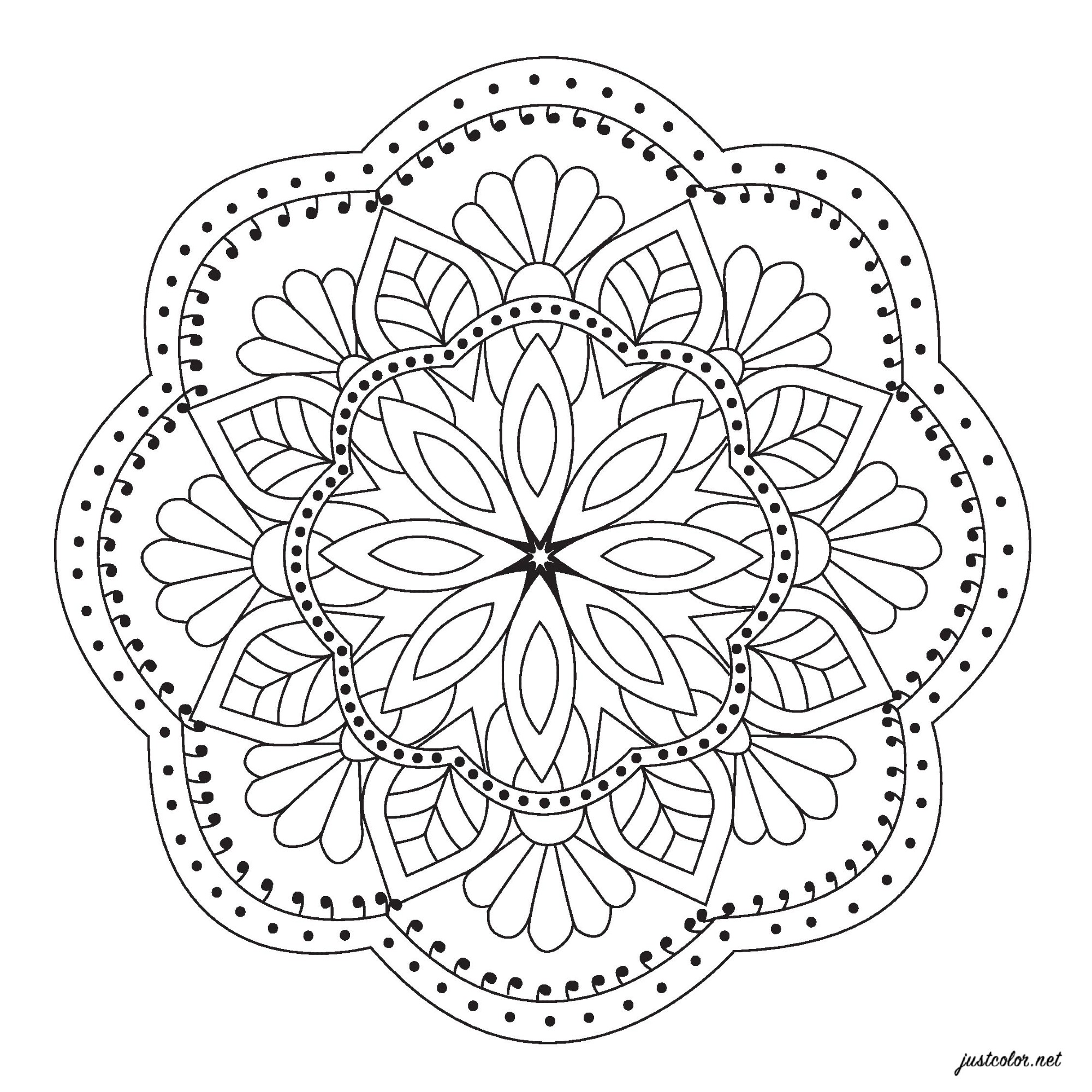 Coloriez ce Mandala assez simple ressemblant à une jolie fleur, Artiste : Pierre C