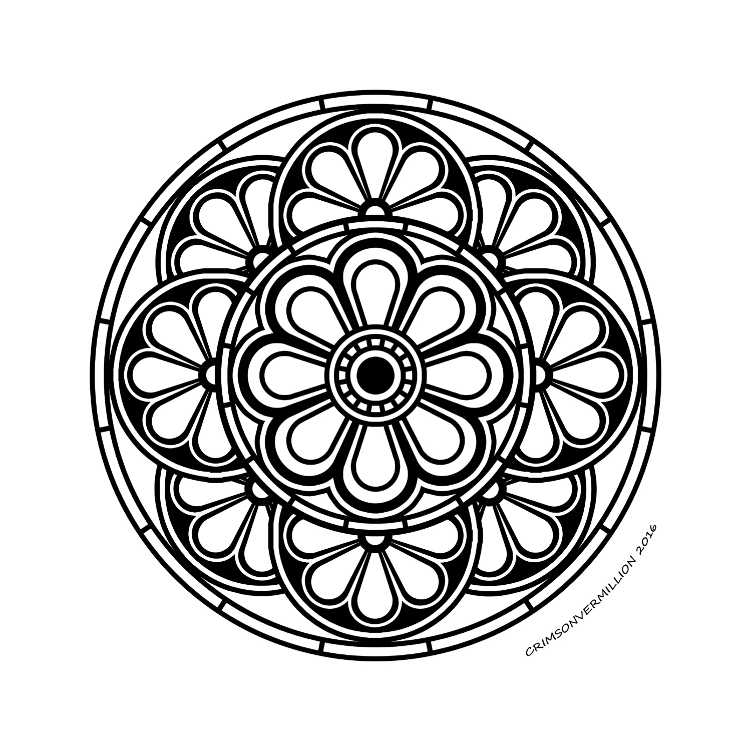 Avec ces nombreux arrondis ce coloriage mandala va vous transcender !, Artiste : Crimson Vermillion