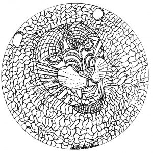Coloriage mandala lion par domandalas