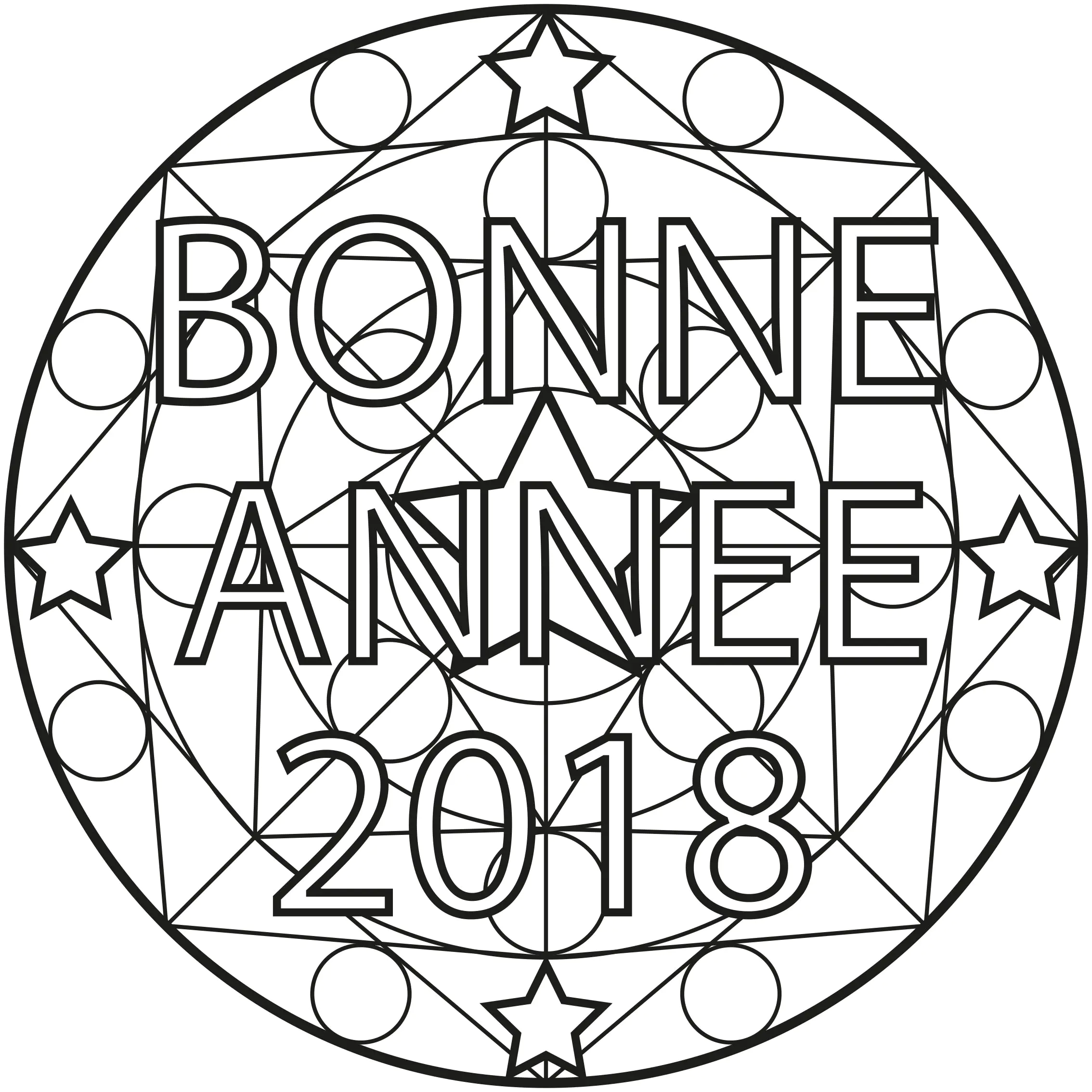 Mandala nouvelle année (Coloriage à imprimer pour adultes)