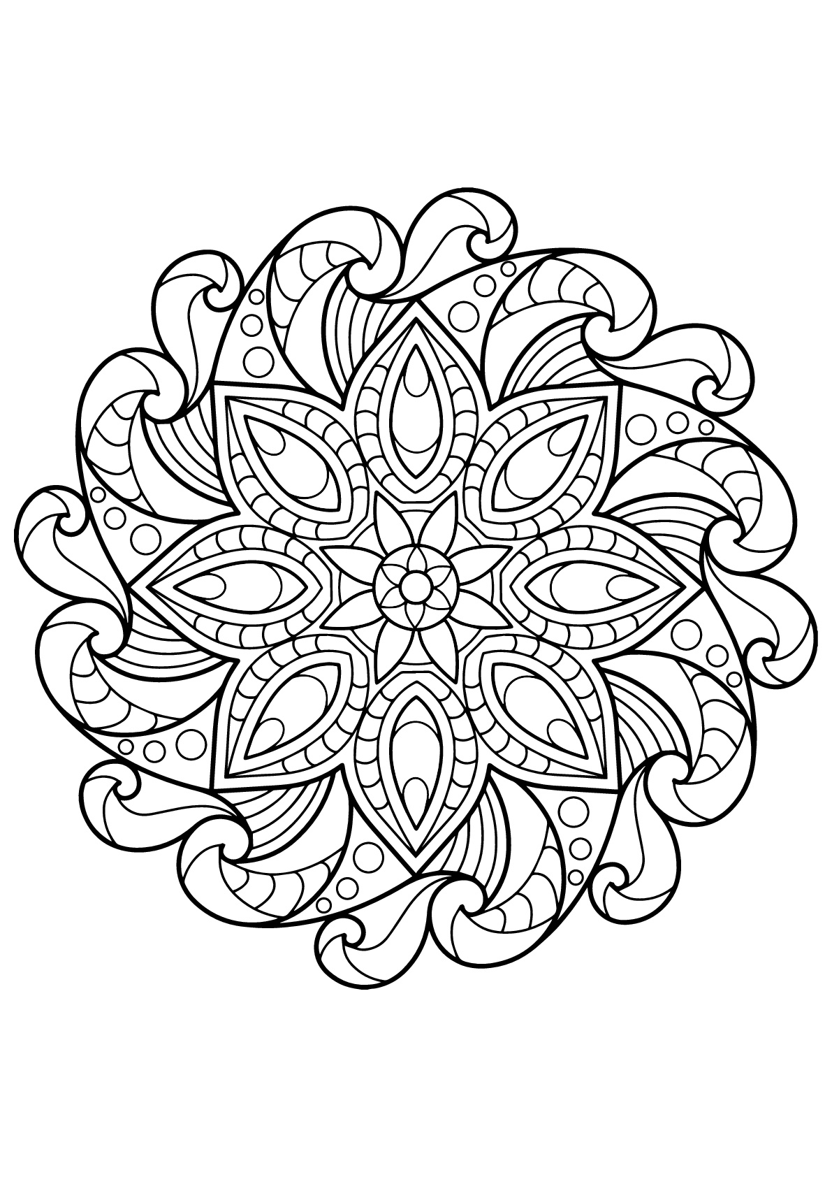 Mandala tiré d'un Livre de Coloriages pour adultes gratuit Mandala tiré d'un Livre de Coloriages pour adultes gratuit