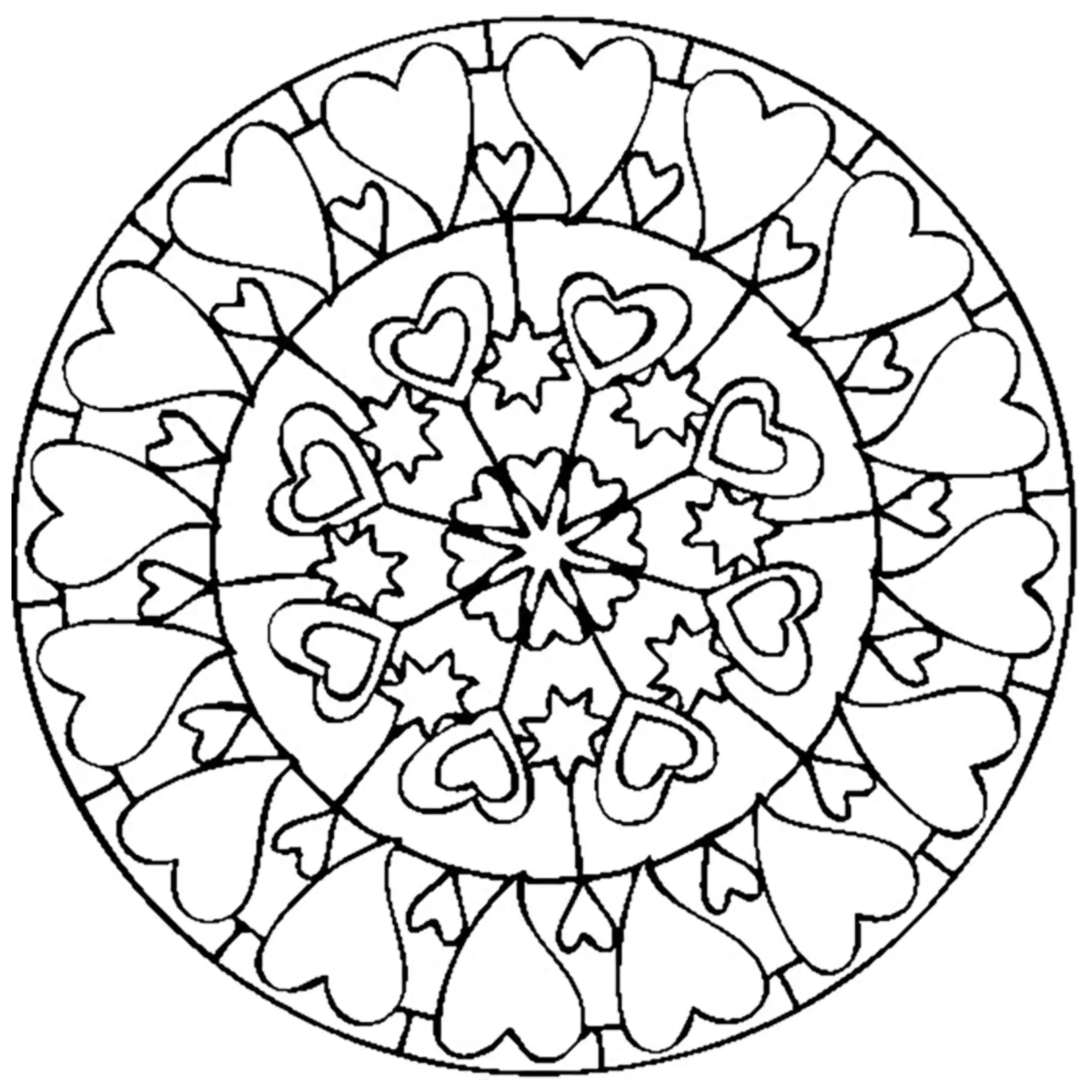 Mandala saint valentin amour (Coloriage à imprimer pour adultes)