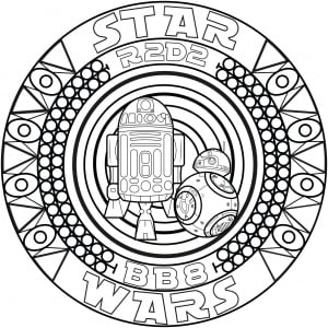 Coloriage de à imprimer pour adultes : Mandala-bb8-r2d2-par-allan