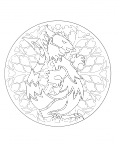 Coloriage mandala dragon 1