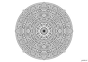 Équilibre harmonieux de formes géométriques (Coloriage de Mandalas)