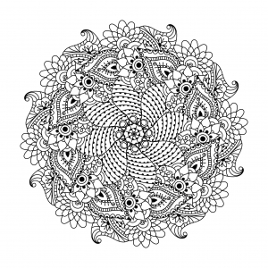 mandala-fleurs-et-feuilles-par-Ceramaama (Coloriage)