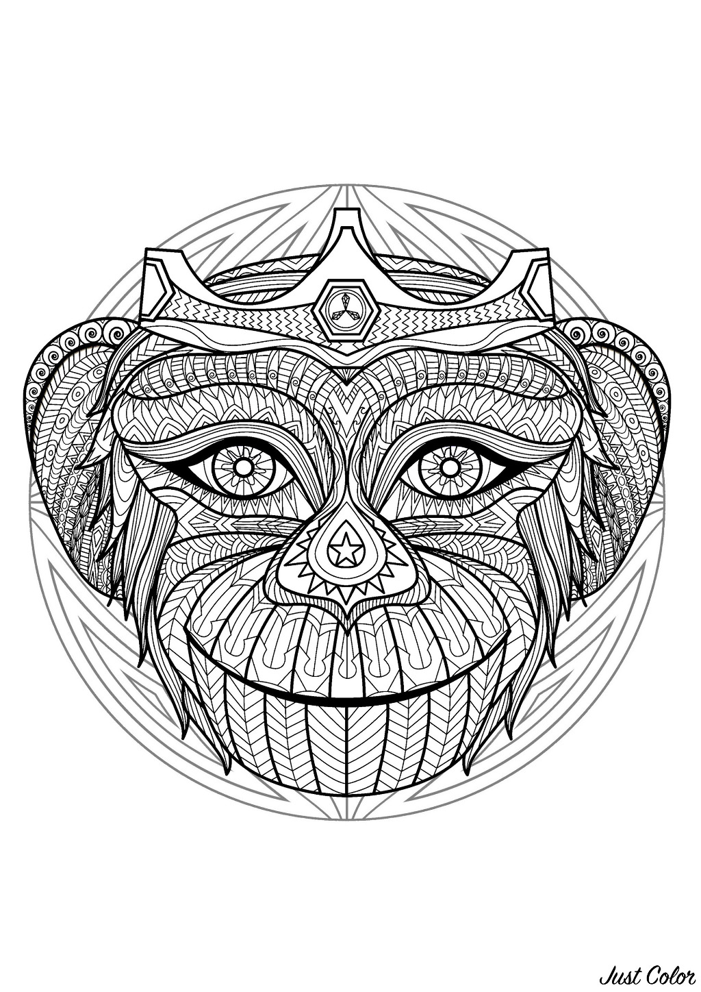 Mandala composé d'une tête de singe - 2
