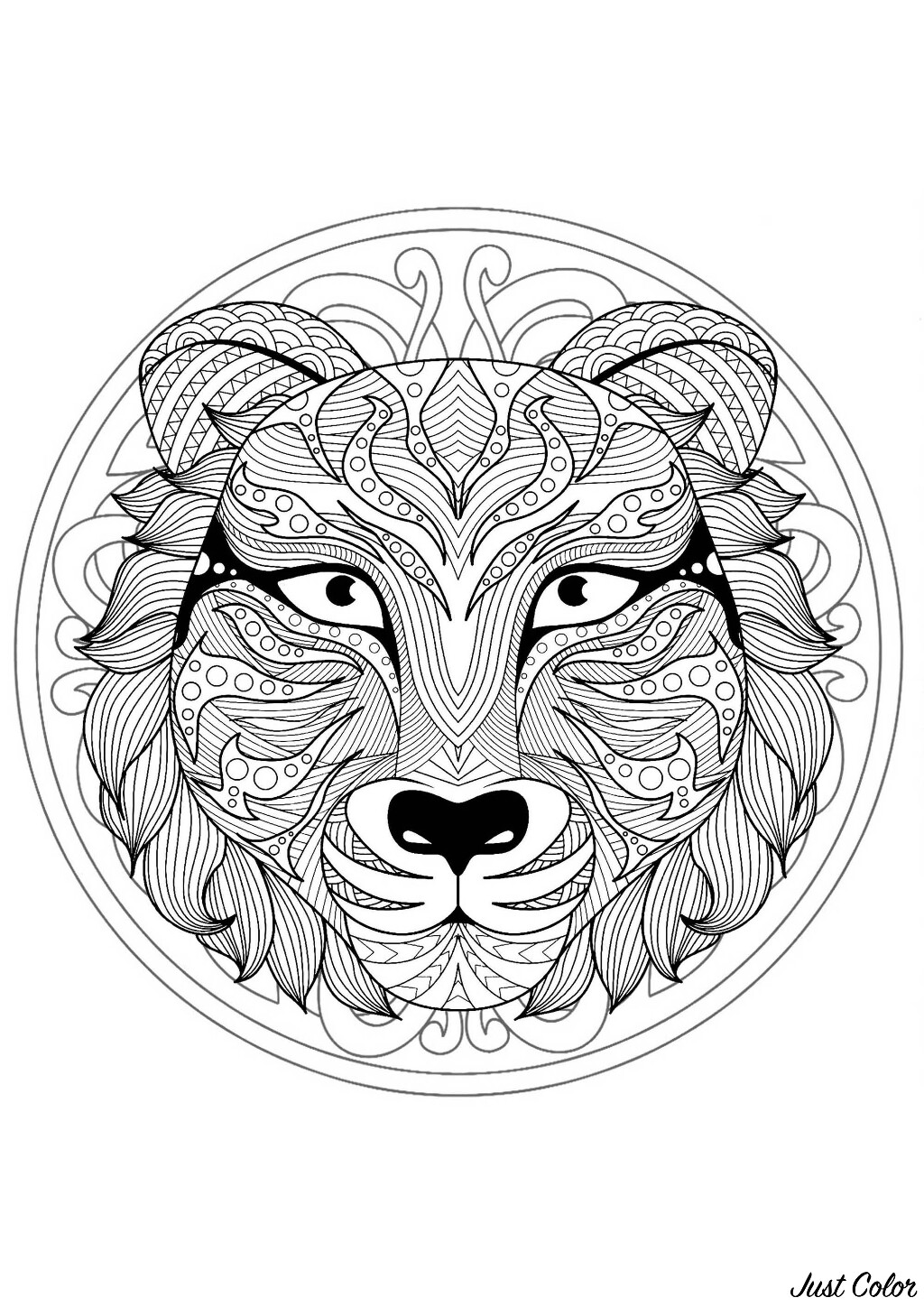 Mandala composé d'une tête de tigre - 1