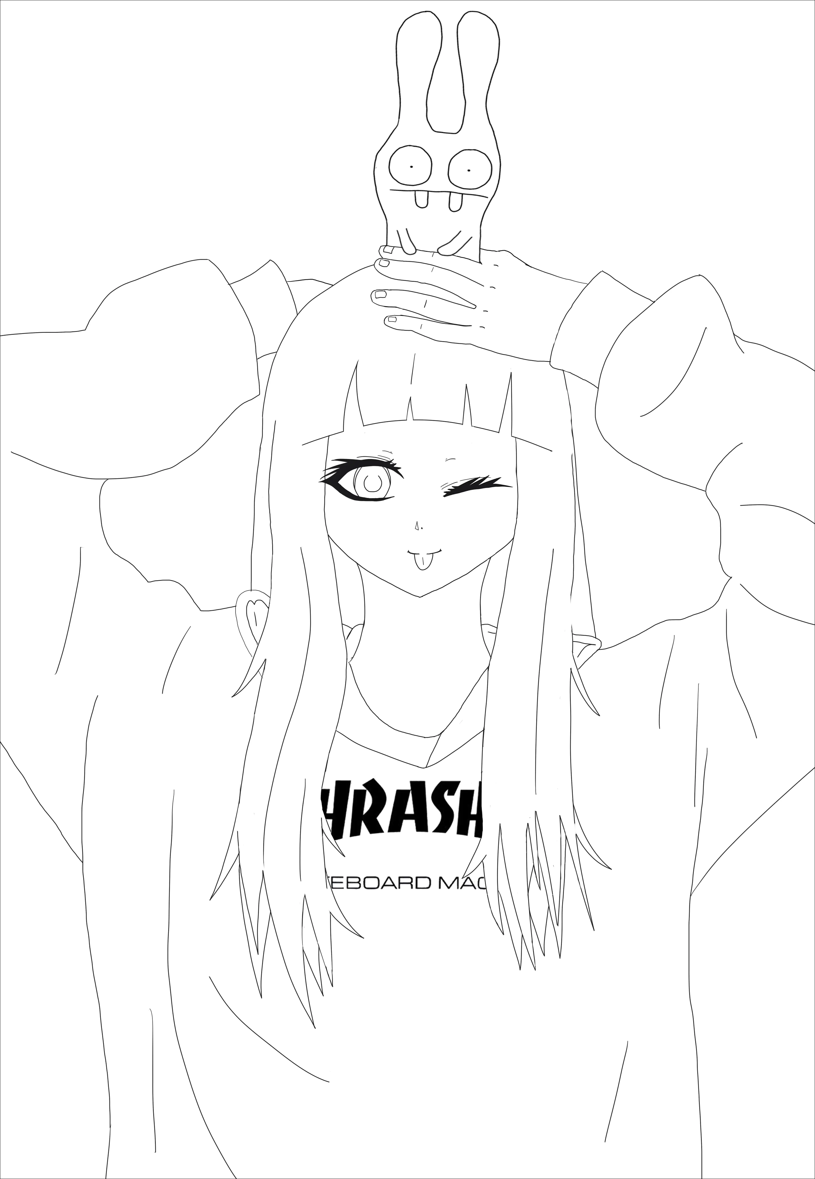 Anime-thrasher girl (Coloriage de Mangas / Animés à imprimer pour adultes)