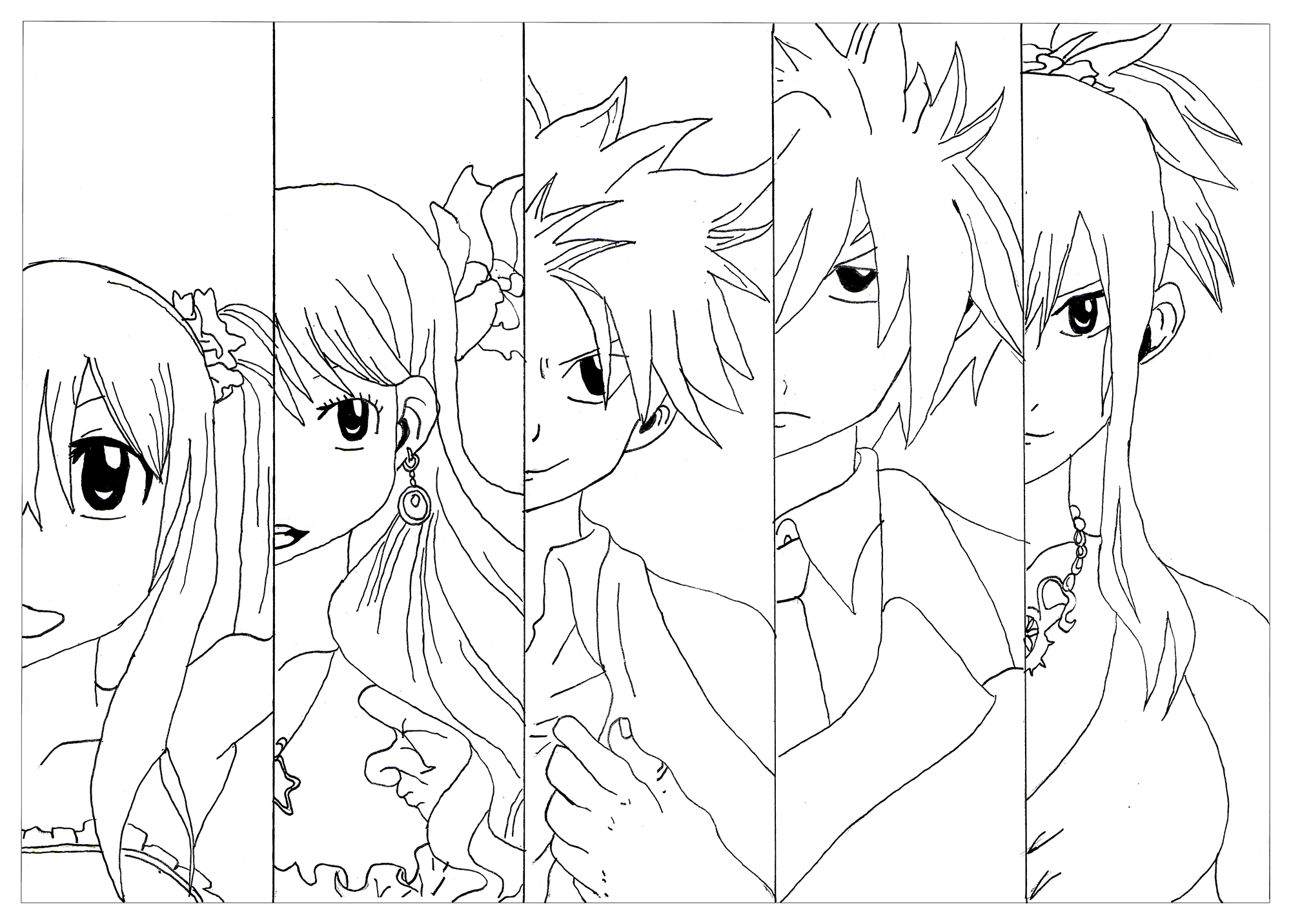 coloriage fairy tail manga dessin imprimer voici un coloriage des membres qui forme luquipe la plus forte dans la