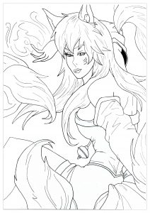 Coloriage manga ahri league of legend krissy