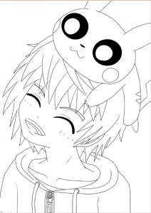 Coloriage adulte pokemon garçon pikachu